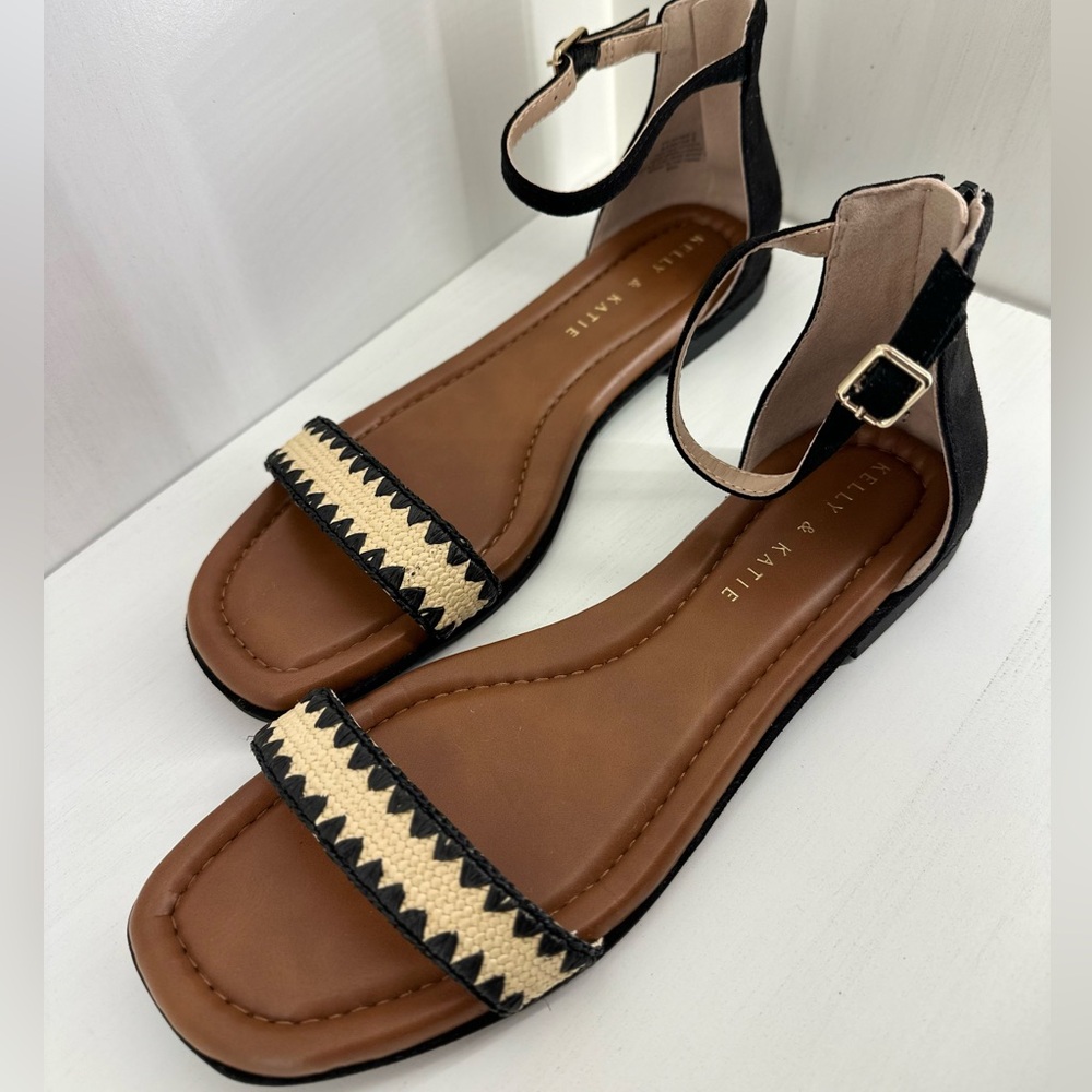 Kelly & Katie Black and Tan Nymie Ankle Sandals